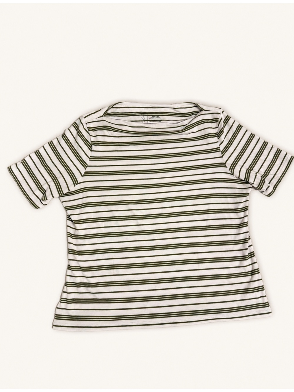 Joie Ivory & Olive Green Striped Relaxed Top – Size Large